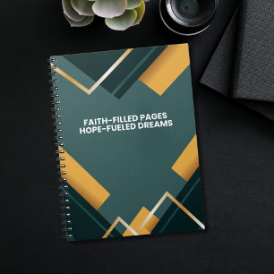 Caderno Espiral Padrão Geométrico de Cor Citação Inspiradora de Fé