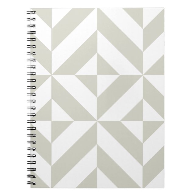 Caderno Espiral Padrão Geométrico de Deco de Cinza Média (Frente)