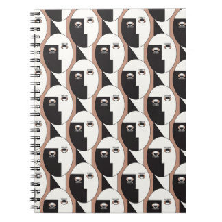 Caderno Espiral Padrão geométrico de frente e olhos