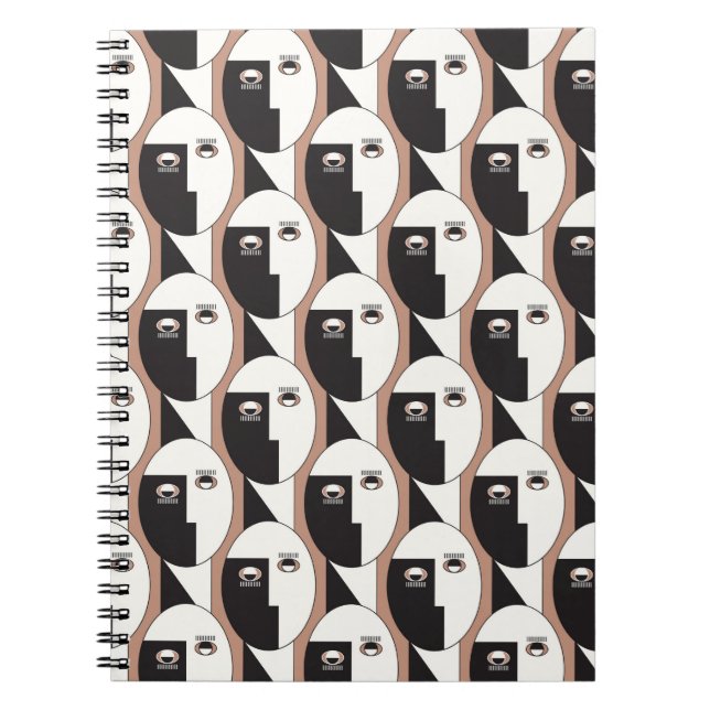 Caderno Espiral Padrão geométrico de frente e olhos (Frente)