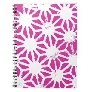 Caderno Espiral Padrão geométrico de Fuchsia
