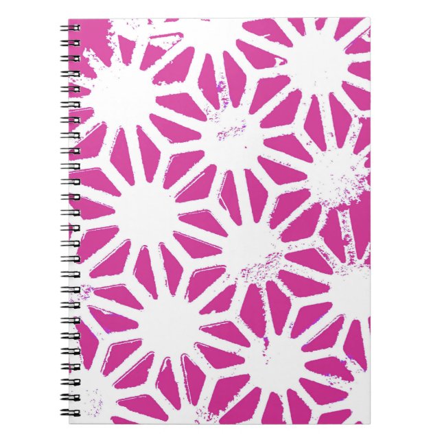 Caderno Espiral Padrão geométrico de Fuchsia (Frente)