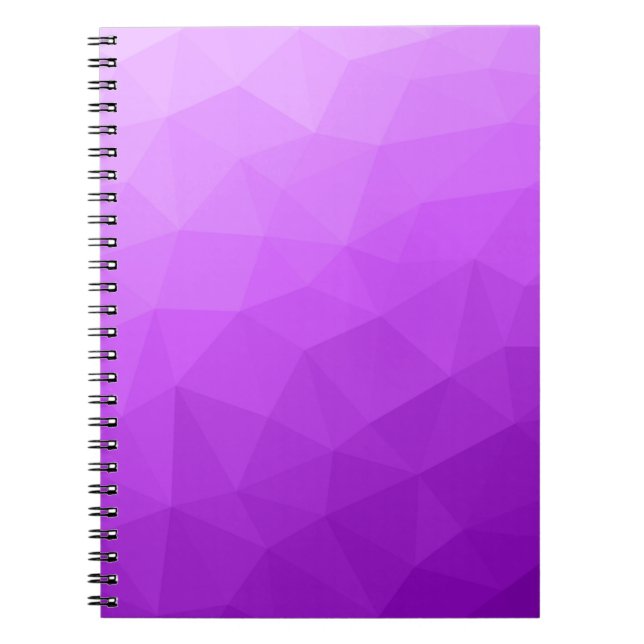 Caderno Espiral Padrão geométrico de gradiente de lavanda roxa (Frente)