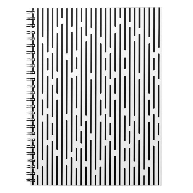 Caderno Espiral Padrão Geométrico de Linha Preta (Frente)