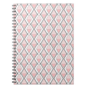 Caderno Espiral Padrão geométrico do bege-rosa