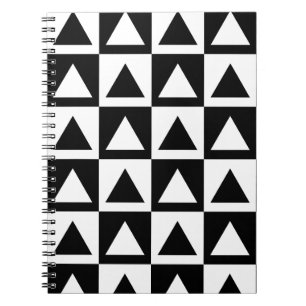 Caderno Espiral Padrão geométrico do triângulo preto e branco