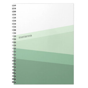 Caderno Espiral Padrão Geométrico dos Tons Verdes Sage