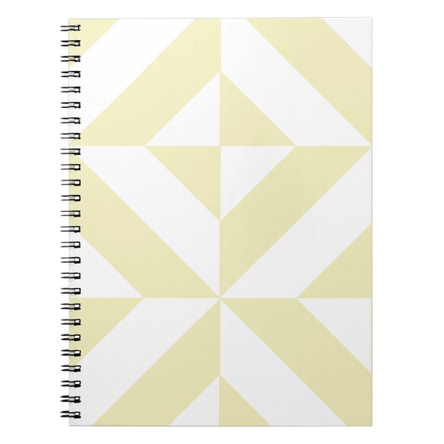 Caderno Espiral Padrão geométrico Dourado pálido do cubo deco (Frente)