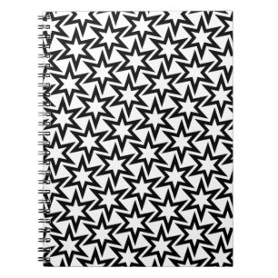Caderno Espiral Padrão Geométrico Elegante Preto e Branco