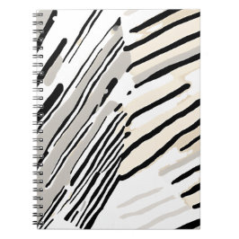 Caderno Espiral Padrão geométrico em preto, branco e Cinza