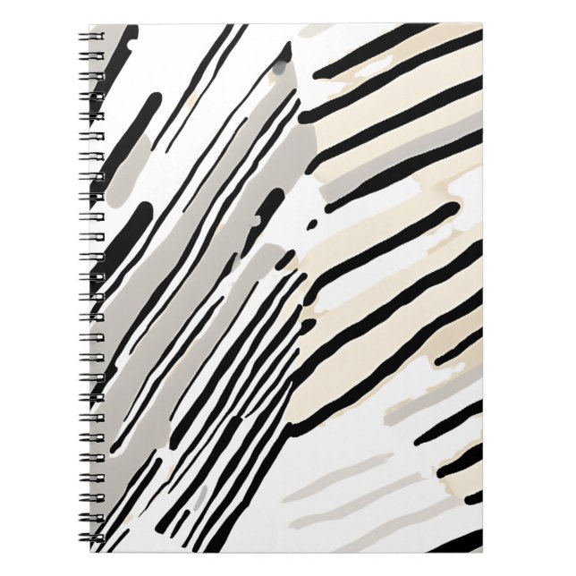 Caderno Espiral Padrão geométrico em preto, branco e Cinza (Frente)