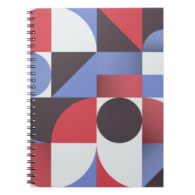 Caderno Espiral padrão geométrico mínimo de abstrato (Frente)