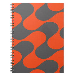 Caderno Espiral Padrão Geométrico Moderno De Laranja E Abstrato De