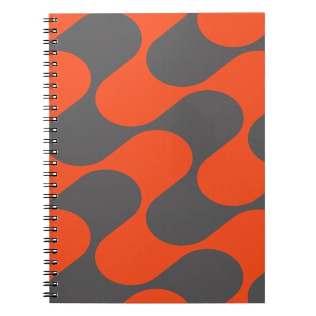 Caderno Espiral Padrão Geométrico Moderno De Laranja E Abstrato De (Frente)