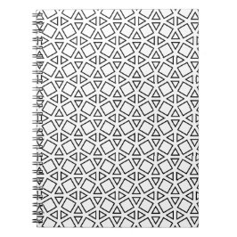 Caderno Espiral Padrão Geométrico Moderno de Triângulo Preto e Bra