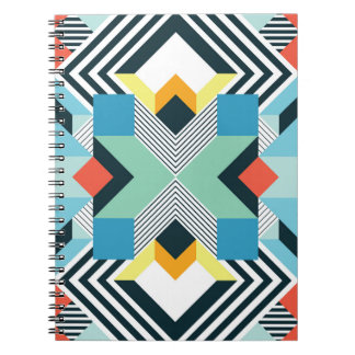 Caderno Espiral Padrão Geométrico Moderno do Abstrato.
