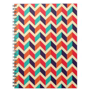 Caderno Espiral Padrão geométrico sem costura com fundo zigue
