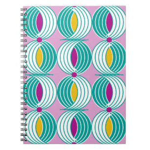 Caderno Espiral Padrão geométrico sem costura com linhas ondulad