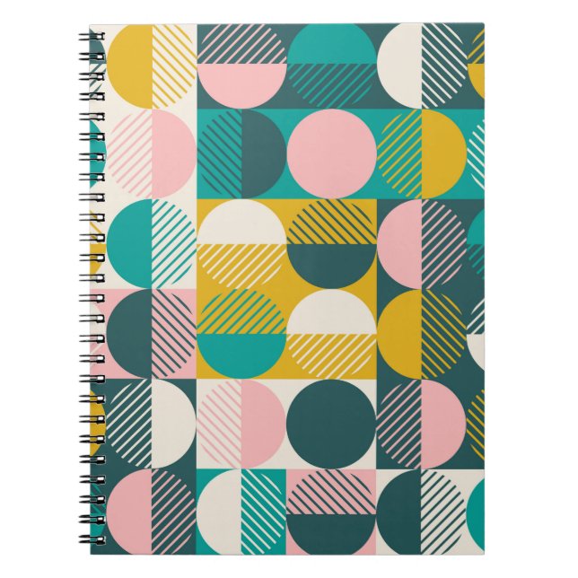 Caderno Espiral Padrão geométrico sem descontinuidades do abstrato (Frente)