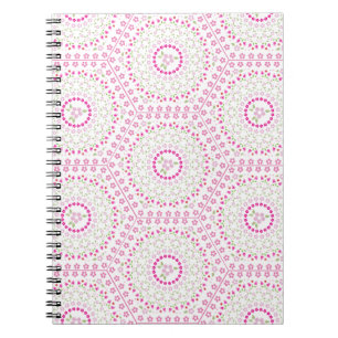 Caderno Espiral Padrão Geométrico Simétrico, Cor-de-Rosa,