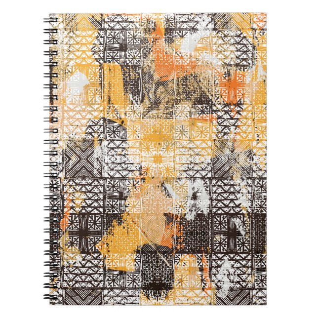 Caderno Espiral Padrão Geométrico Tribal de Boho (Frente)