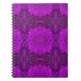 Caderno Espiral Padrão Groovy Abstrato Magenta e Preto