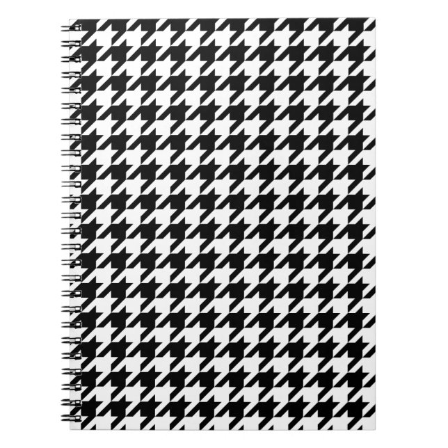 Caderno Espiral Padrão houndstooth clássico design de verificação  (Frente)