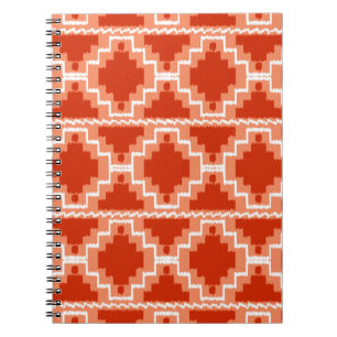 Caderno Espiral Padrão Ikat Aztec - Rusta, Laranja e branco