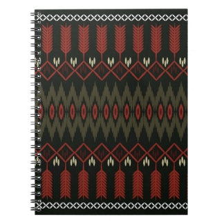 Caderno Espiral Padrão Ikat: Ornamento Étnico Geométrico