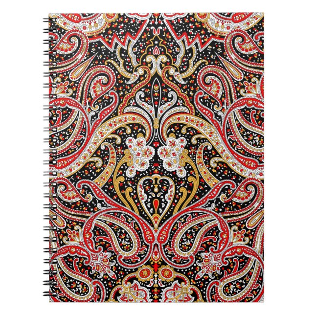 Caderno Espiral padrão índio paisley tradicional (Frente)