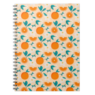 Caderno Espiral Padrão Laranja | Design Fresco de Citrinos