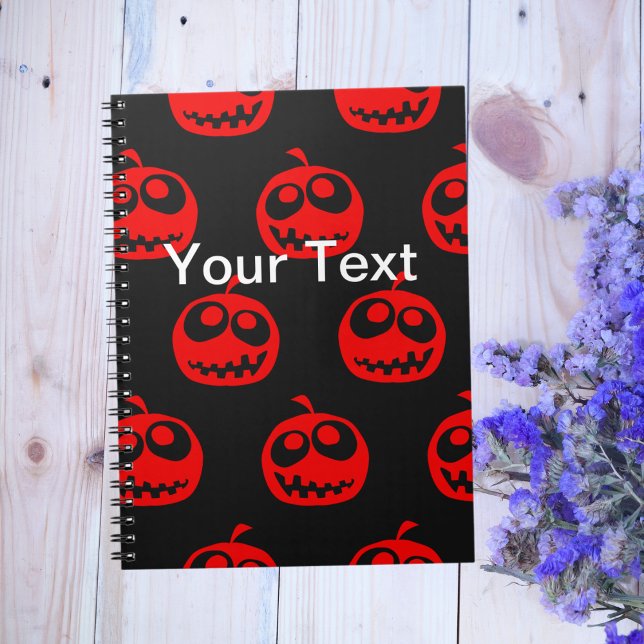 Caderno Espiral Padrão legal de abóbora do Dia das Bruxas Vermelha (Criador carregado)