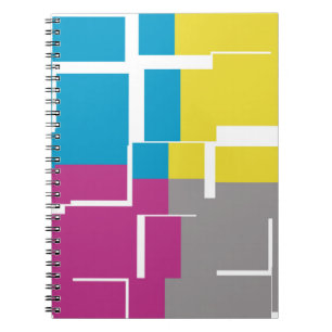 Caderno Espiral Padrão legal de Cinza Amarelo Azul Roxo