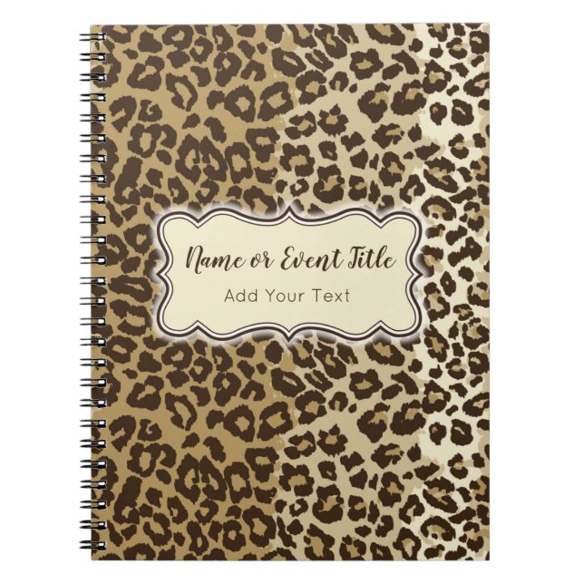 Caderno Espiral Padrão Leopard Elegante Personalizar Nome e Evento (Frente)