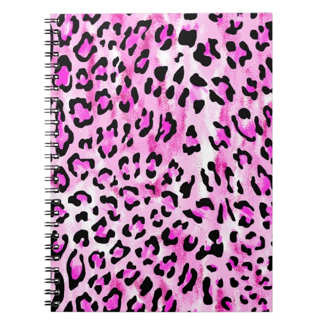 Caderno Espiral padrão leopardo sem costura cor rosa do desenhar m (Frente)