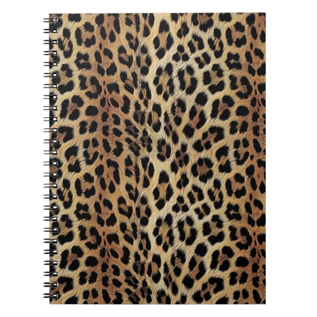 Caderno Espiral Padrão leopardo, tigre, pele leopardo, moda, (Frente)