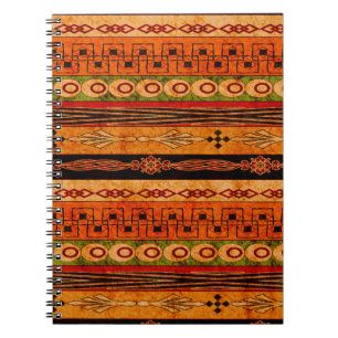 Caderno Espiral Padrão listrado da África étnica.