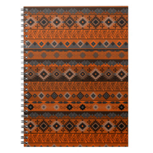 Caderno Espiral Padrão listrado étnico brilhante.