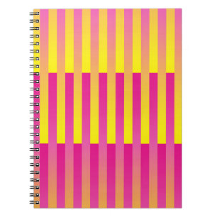 Caderno Espiral Padrão Listrado Laranja Amarelo Rosa