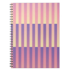 Caderno Espiral Padrão Listrado Rosa Roxo Amarelo