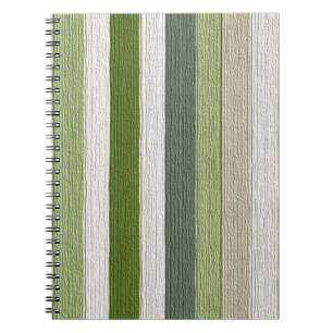 Caderno Espiral Padrão Listrado Verde e Creme
