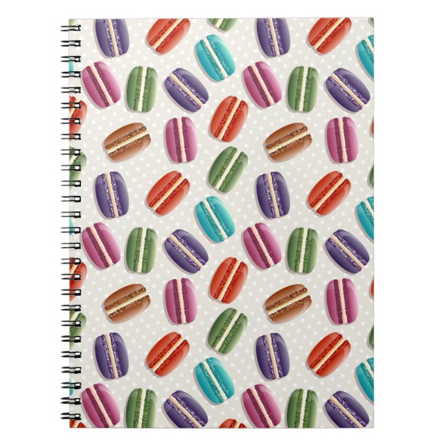 Caderno Espiral Padrão Macaron Francês Bonito (Frente)