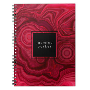 Caderno Espiral Padrão marmoreado profundo do Abstrato de Rosa co