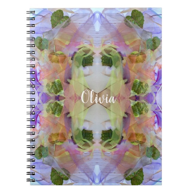 Caderno Espiral Padrão Mauve and Green Leaves (Frente)