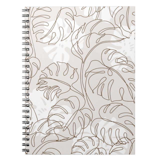 Caderno Espiral Padrão mínimo de arte botânica sem costura. Tropic (Frente)