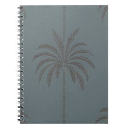 Caderno Espiral Padrão Mínimo de Palmeira Azul Cinza Tropical