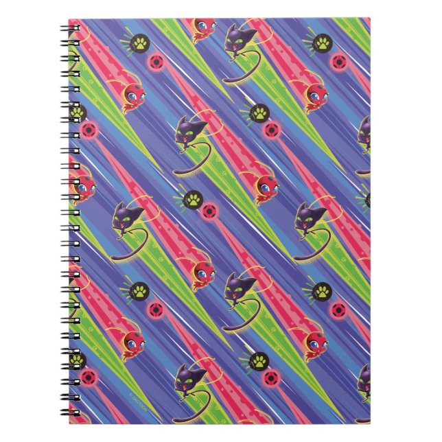 Caderno Espiral Padrão Miraculoso Kwamis Tikki & Plagg (Frente)