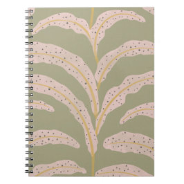 Caderno Espiral Padrão Moderno de Folha de Palmeira Tropical Sage