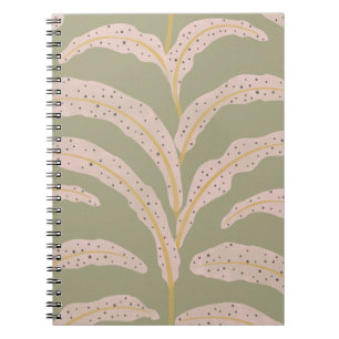 Caderno Espiral Padrão Moderno de Folha de Palmeira Tropical Sage 