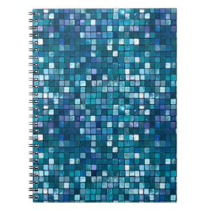 Caderno Espiral Padrão Moderno de Textura em Grade de Sequências d